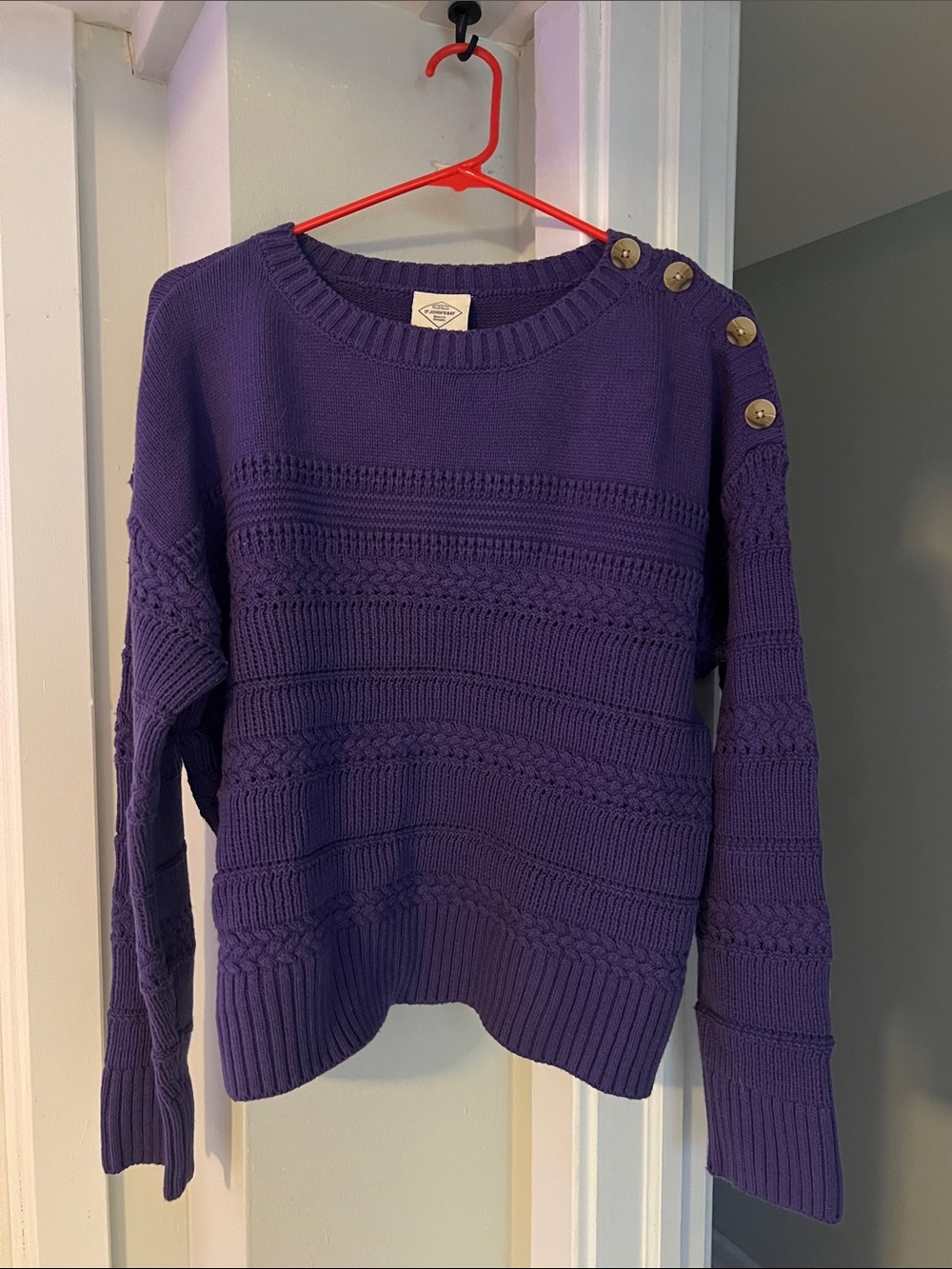 Old Navy Purple Button-Shoulder Knit Sweater